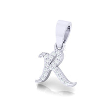 Load image into Gallery viewer, white gold alphabet initial letter 'R' diamond pendant - 2