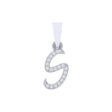 Load image into Gallery viewer, white gold alphabet initial letter 's' diamond pendant - 1