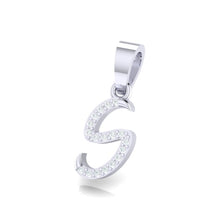 Load image into Gallery viewer, white gold alphabet initial letter &#39;s&#39; diamond pendant - 2
