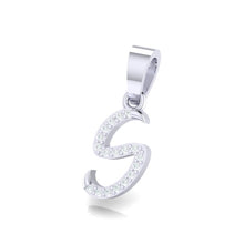 Load image into Gallery viewer, white gold alphabet initial letter 's' diamond pendant - 2