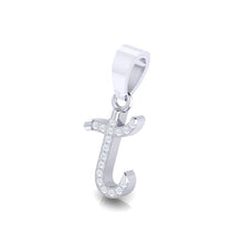 Load image into Gallery viewer, white gold alphabet initial letter 't' diamond pendant - 2