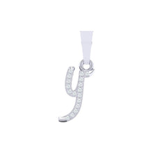 Load image into Gallery viewer, white gold alphabet initial letter 'y' diamond pendant - 1