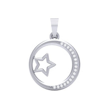 Load image into Gallery viewer, 18Kt white gold real diamond star shape pendant by diamtrendz