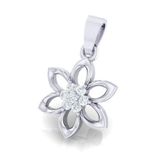 Load image into Gallery viewer, 18Kt white gold real diamond floral pendant by diamtrendz