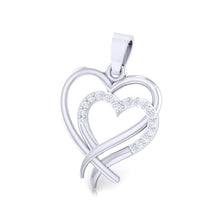 Load image into Gallery viewer, 18Kt white gold real diamond heart shape pendant by diamtrendz
