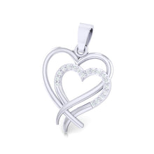 Load image into Gallery viewer, 18Kt white gold real diamond heart shape pendant by diamtrendz
