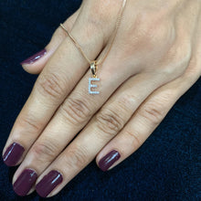 Load image into Gallery viewer, rose gold diamond initial E pendant