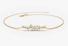 Load image into Gallery viewer, 14Kt Gold Cluster Natural Diamond Charm Bracelet