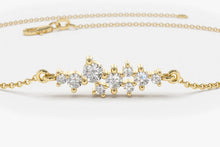 Load image into Gallery viewer, 14Kt Gold Cluster Natural Diamond Charm Bracelet
