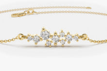 Load image into Gallery viewer, 14Kt Gold Cluster Natural Diamond Charm Bracelet