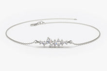 Load image into Gallery viewer, 14Kt Gold Cluster Natural Diamond Charm Bracelet