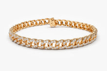 Load image into Gallery viewer, 14Kt Rose Gold 4.8mm Curb Natural Diamond Link Bracelet