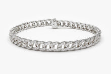 Load image into Gallery viewer, 14Kt White Gold 4.8mm Curb Natural Diamond Link Bracelet