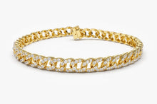 Load image into Gallery viewer, 14Kt Yellow Gold 4.8mm Curb Natural Diamond Link Bracelet