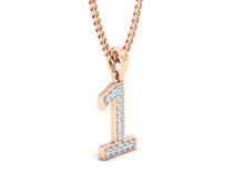 Load image into Gallery viewer, 18Kt rose gold number 1 real diamond pendant by diamtrendz