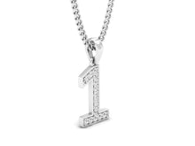 Load image into Gallery viewer, 18Kt white gold number 1 real diamond pendant by diamtrendz
