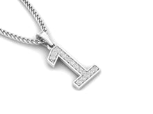 Load image into Gallery viewer, 18Kt white gold number 1 real diamond pendant by diamtrendz

