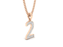 Load image into Gallery viewer, 18Kt rose gold number 2 real diamond pendant by diamtrendz