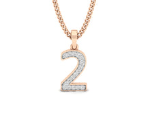 Load image into Gallery viewer, 18Kt rose gold number 2 real diamond pendant by diamtrendz