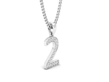 Load image into Gallery viewer, 18Kt white gold number 2 real diamond pendant by diamtrendz