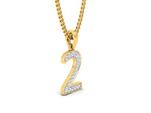 Load image into Gallery viewer, 18Kt gold number 2 real diamond pendant by diamtrendz