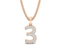 Load image into Gallery viewer, 18Kt rose gold number 3 real diamond pendant by diamtrendz