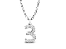 Load image into Gallery viewer, 18Kt white gold number 3 real diamond pendant by diamtrendz