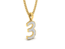 Load image into Gallery viewer, 18Kt gold number 3 real diamond pendant by diamtrendz
