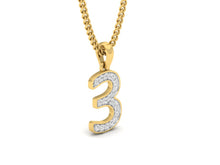 Load image into Gallery viewer, 18Kt gold number 3 real diamond pendant by diamtrendz