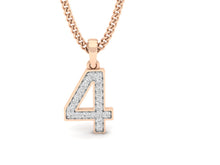 Load image into Gallery viewer, 18Kt rose gold number 4 real diamond pendant by diamtrendz
