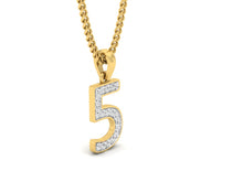 Load image into Gallery viewer, 18Kt gold number 5 real diamond pendant by diamtrendz
