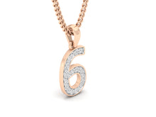 Load image into Gallery viewer, 18Kt rose gold number 6 real diamond pendant by diamtrendz

