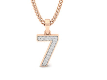 Load image into Gallery viewer, 18Kt rose gold number 7 real diamond pendant by diamtrendz