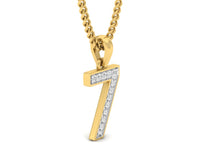 Load image into Gallery viewer, 18Kt gold number 7 real diamond pendant by diamtrendz
