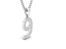 Load image into Gallery viewer, 18Kt white gold number 9 real diamond pendant by diamtrendz