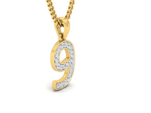 Load image into Gallery viewer, 18Kt gold number 9 real diamond pendant by diamtrendz