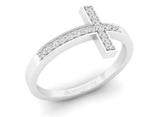 Load image into Gallery viewer, 18Kt white gold cross diamond ring by diamtrendz