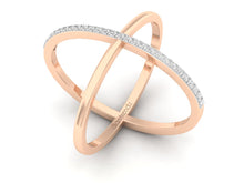 Load image into Gallery viewer, 18Kt rose gold cross diamond ring by diamtrendz