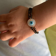 Load image into Gallery viewer, new born kid gold evil eye diamond bracelet - 3