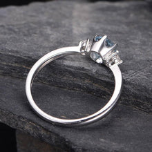 Load image into Gallery viewer, 14Kt White gold designer Solitaire Aquamarine, Natural diamond ring by diamtrendz
