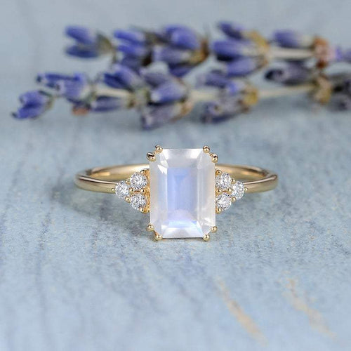 14Kt Rose gold Moonstone diamond ring by diamtrendz