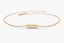 Load image into Gallery viewer, 14Kt Rose Gold 3 Stone Natural Diamond Charm Bracelet
