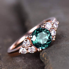 Load image into Gallery viewer, 14Kt Rose gold designer Solitaire Alexandrite, Natural diamond ring by diamtrendz

