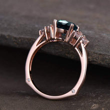 Load image into Gallery viewer, 14Kt Rose gold designer Solitaire Alexandrite, Natural diamond ring by diamtrendz
