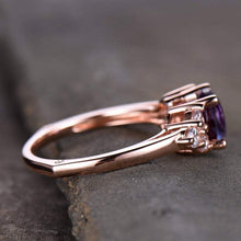 Load image into Gallery viewer, 14Kt Rose gold designer Solitaire Alexandrite, Natural diamond ring by diamtrendz

