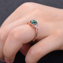 Load image into Gallery viewer, 14Kt Rose gold designer Solitaire Alexandrite, Natural diamond ring by diamtrendz
