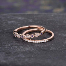 Load image into Gallery viewer, 14Kt Rose gold designer Amethyst diamond ring by diamtrendz
