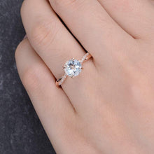 Load image into Gallery viewer, 14Kt Rose gold designer Solitaire Round Shape Aquamarine, Half Eternity Infinity Natural diamond Band ring by diamtrendz
