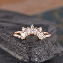 Load image into Gallery viewer, 14Kt Rose gold designer Cluster Chevron V Shaped Curved Baguette Cut Natural diamond Band ring by diamtrendz
