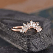 Load image into Gallery viewer, 14Kt Rose gold designer Cluster Chevron V Shaped Curved Baguette Cut Natural diamond Band ring by diamtrendz
